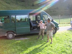 Mike & Daniel calling the hunters with their horns.