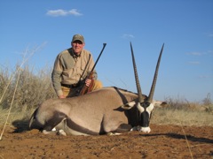 Dad took this nice Kalahari Gemsbok (Oryx) at 100 yards with his .375 H&H Magnum Remington 798.
