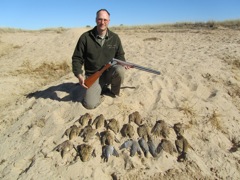 I got steadily better at hunting the elusive Sand Grouse.  Here you can see Sand Grouse, a couple Namaqua Sand Grouse and some gray doves.