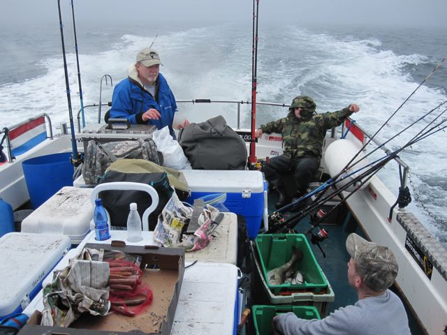 The return voyage, with time to clean our catch.