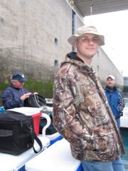 Robert waits to get out of the lock.