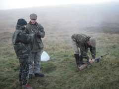 Peter the Stalker (that's a job, not a label) sets up the Sako for the kids to try.  Max and Juela just got their hunting license and their parents sent them along with the other Max on this trip.