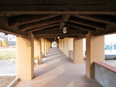 Covered path from the train to the hotel