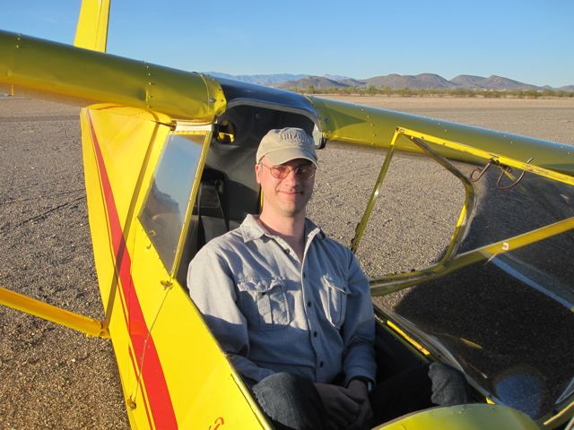 Happy in the cockpit after my first 30 minutes in a sail plane.