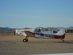 Our tow plane, a Piper Crop Duster from 40 years ago.  About 250 horsepower.